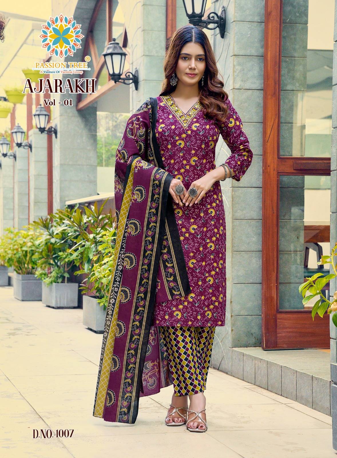  AJARAKH VOL-1 By PASSION TREE 1001 To 1008 Series Beautiful Festive Suits Colourful Stylish Heavy Heavy Cotton readymade dresses At Wholesale Price